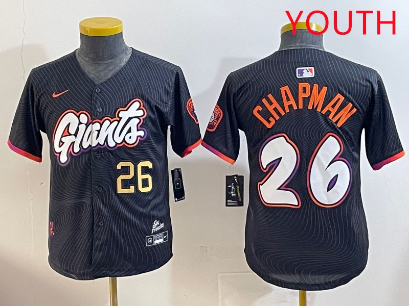 Youth San Francisco Giants #26 Chapman Black Joint Name 2025 Nike MLB Jersey style 4->youth mlb jersey->Youth Jersey